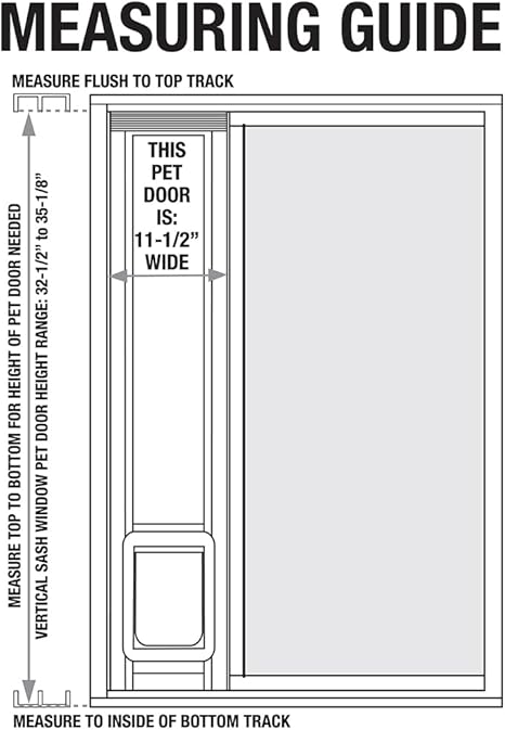 Ideal Pet Products Aluminum Vertical Sash Window Pet Door, Adjustable Sizes to Fit Window Heights from 32-1/2" to 35-1/8”, Chubby Kat 7-1/2” x 10-1/2” Flap Size