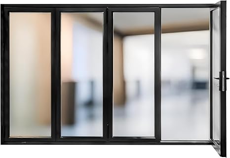 4 Panel, Folded Out, Right to Left, (1R3L), Folding Patio Door, Aluminum Folding Door (Black, 120"*96")