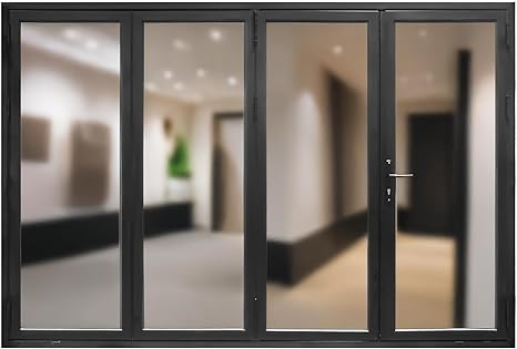 4 Panel, Folded Out, Right to Left, (1R3L), Folding Patio Door, Aluminum Folding Door (Black, 120"*96")