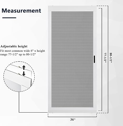 K.D. Heavy Duty Aluminum Sliding Patio Screen Door Kit - 2.5" Frame Insect Proof for Patio Backyard Kitchen and Bedroom (White, 36''x80'')