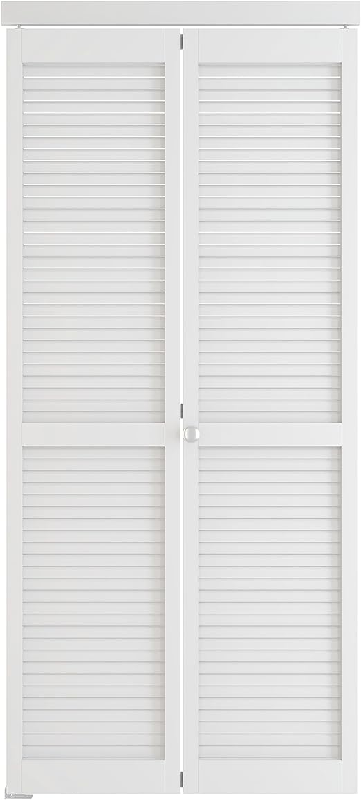 Louver Closet Door, Bi-Fold Doors for 36in×80in Opening,Finished Interior Door Slab,Folding Doors with Hardware,MDF&PVC,White