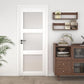 24"x 80" Slab Door, 3-Lite Frosted Glass Interior French Door Slab, Solid Core Wood Panel, for Pantry Laundry Bathroom Closet Office, White Primed Surface Paintable w/o Hardware