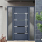 VDOMDOORS Front Exterior Prehung Steel Door 64 (36" + 2x14 Sidelite) x 80 Left-Hand Inswing/Deux 1105 Gray Graphite / 2 Side Exterior Windows