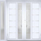 VDOMDOORS Front Exterior Prehung Metal-Plastic Double Doors/MANUX 8088 White Silk/Sidelite Exterior Window / 88" x 80"