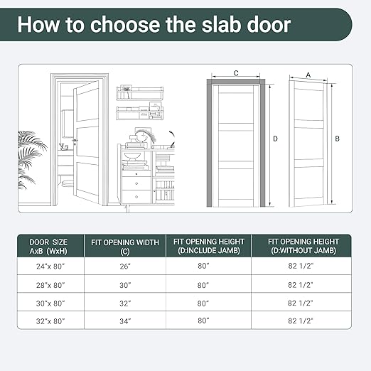 24"x 80" Slab Door, 3-Lite Frosted Glass Interior French Door Slab, Solid Core Wood Panel, for Pantry Laundry Bathroom Closet Office, White Primed Surface Paintable w/o Hardware