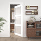 24"x 80" Slab Door, 3-Lite Frosted Glass Interior French Door Slab, Solid Core Wood Panel, for Pantry Laundry Bathroom Closet Office, White Primed Surface Paintable w/o Hardware