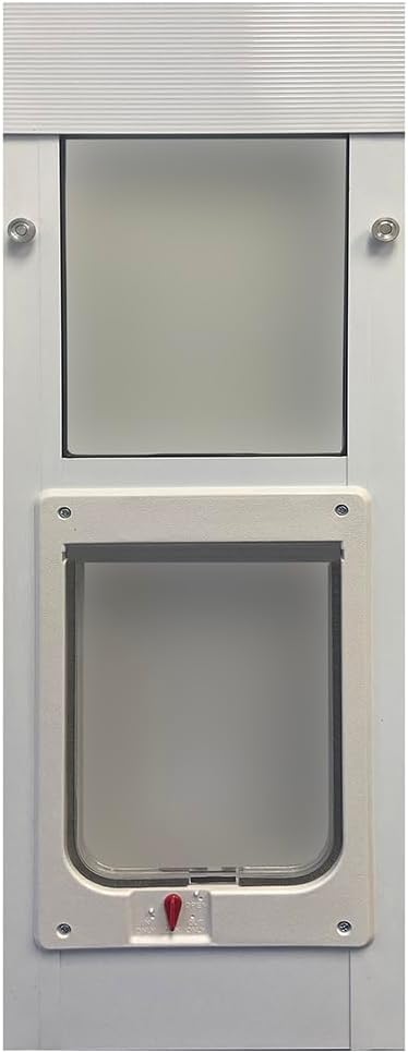 Ideal Pet Products Aluminum Vertical Sash Window Pet Door, Adjustable Sizes to Fit Window Heights from 32-1/2" to 35-1/8”, Chubby Kat 7-1/2” x 10-1/2” Flap Size