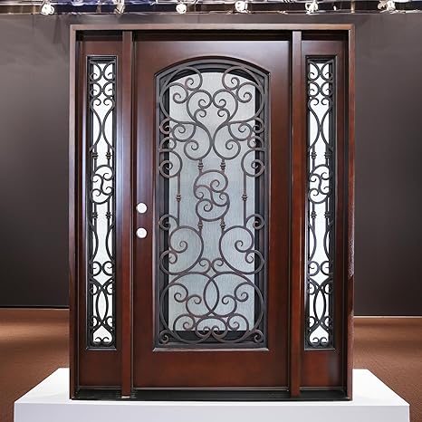 Classic Exterior Composite Door FRR02C OPENABLE Window. (Dark Walnut, RH W60*H80)