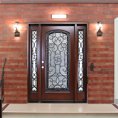 Classic Exterior Composite Door FRR02C OPENABLE Window. (Dark Walnut, RH W60*H80)