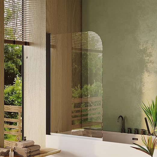 Frameless Pivot Half Shower Door for Bathtub, 1/4" (6mm) ANSI Certified Tempered Glass Panel, Can Be Installed On Left & Right Side (32x55inch)